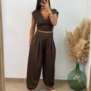Conjunto licra dos piezas puño - Chocolate
