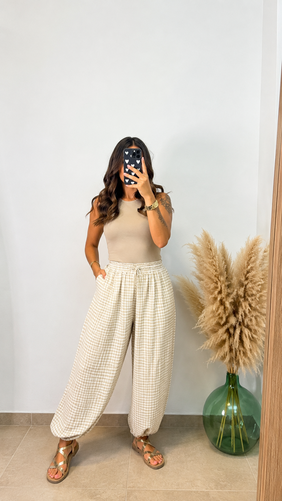 Pantalón globo vichi - Beige - Imagen 2