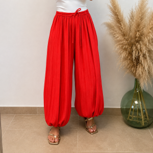 Pantalón globo puño liso - Rojo