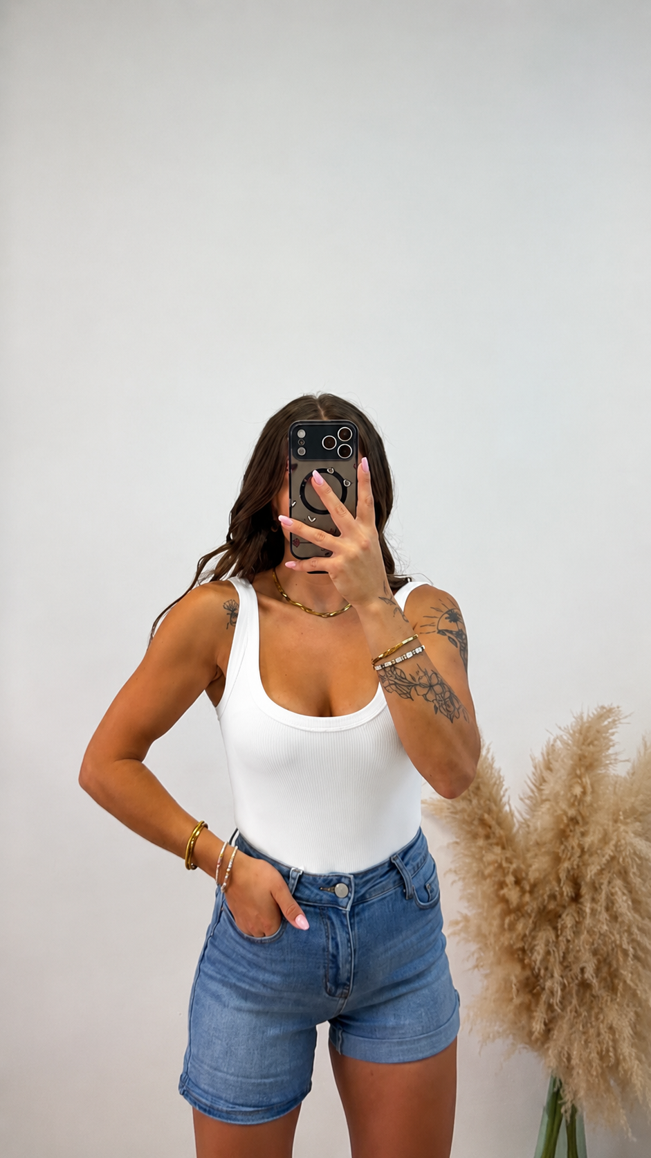 Body tirante fino canalé - Blanco