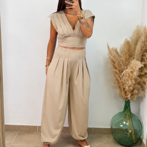 Conjunto licra dos piezas puño - Beige