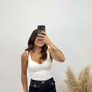 Top efecto corset - blanco