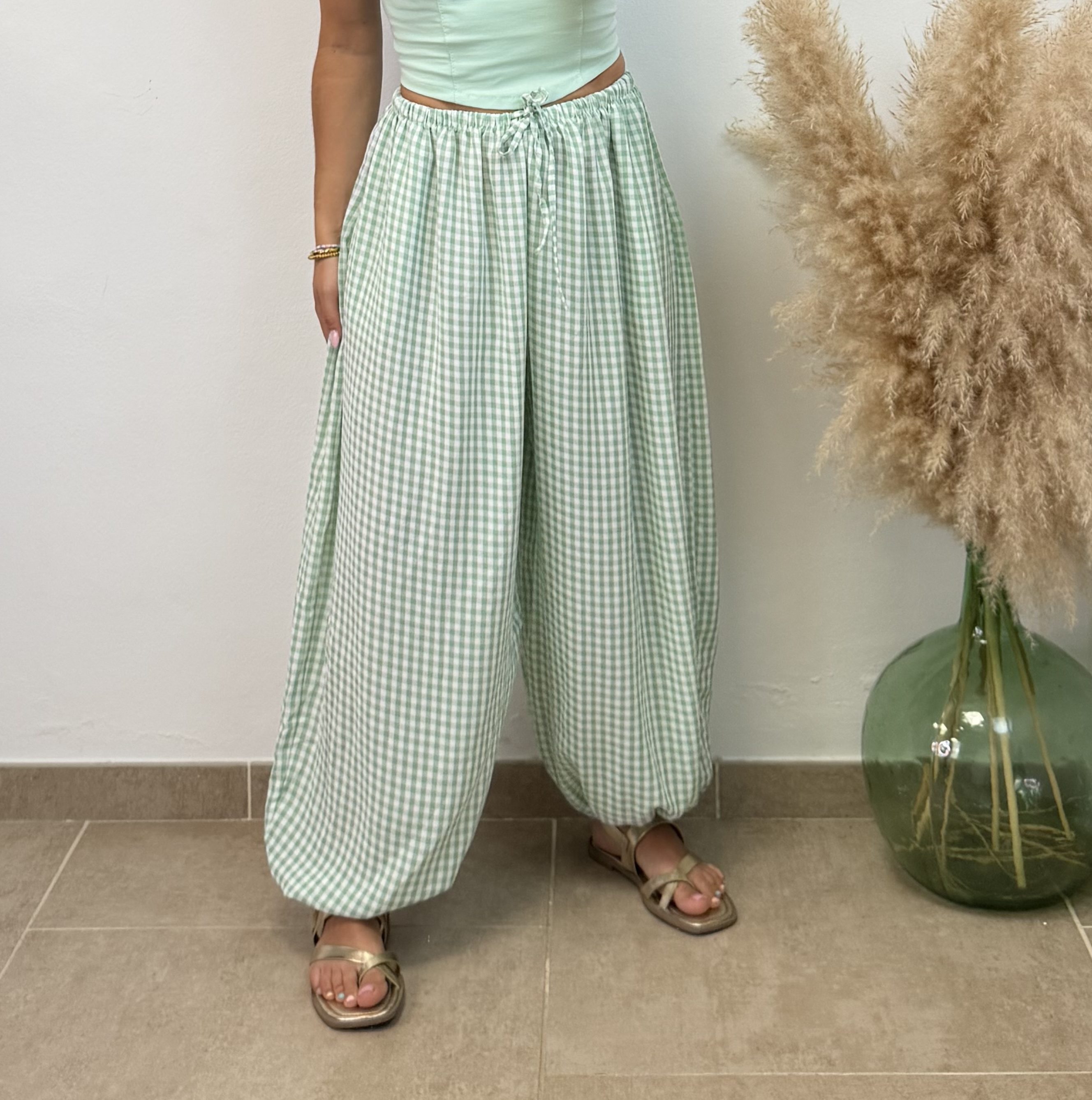 Pantalón globo vichi - Verde agua