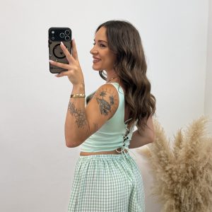 Top efecto corset - verde agua