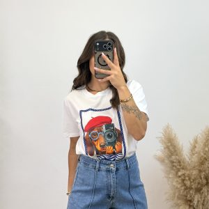 Camiseta estampada - perro fotógrafo