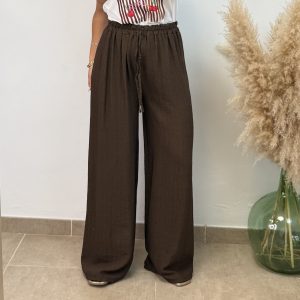 Pantalón lino low cost - Chocolate