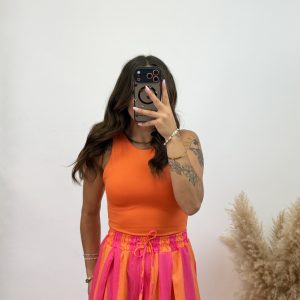 Alternative view of Pantalón corte redondo - Fucsia y naranja