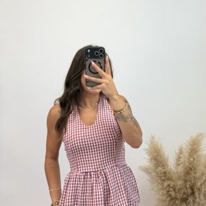 Camiseta vichy vuelo  - Burdeos