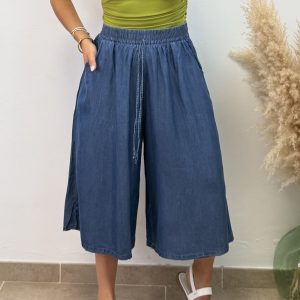 Pantalón bermuda demin - Cintura elástica