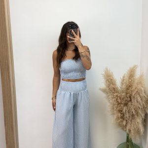 Conjunto tarifa vichy - Celeste