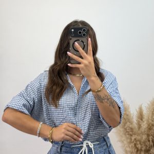 Camisa vichy - Celeste