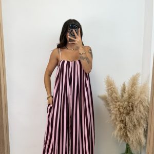 Mono rayas puño - Rosa y burdeos