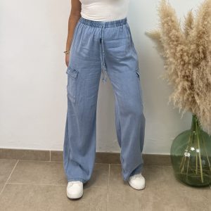 Pantalón fluido denim - Cargo