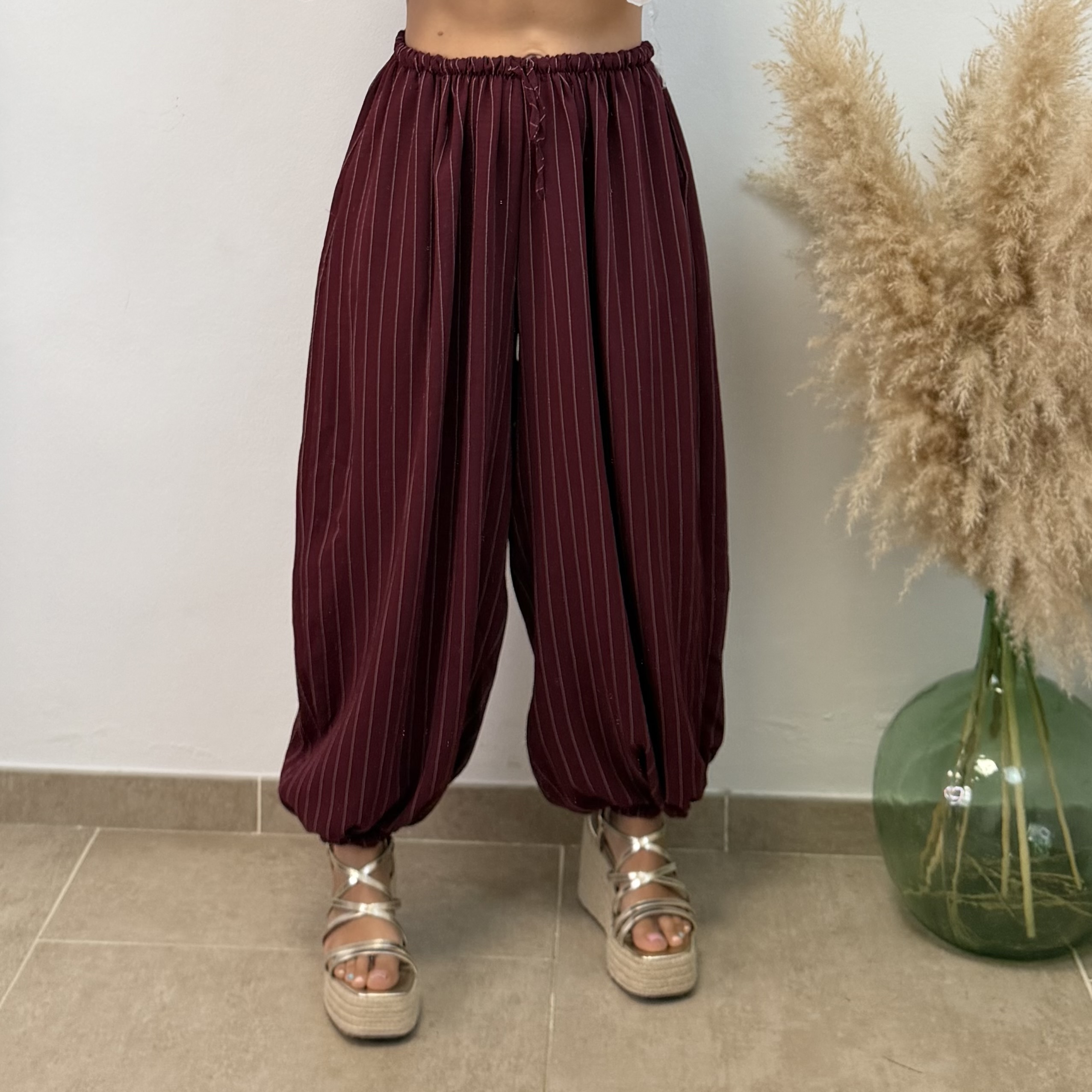 Pantalón puño raya diplomática - Burdeos