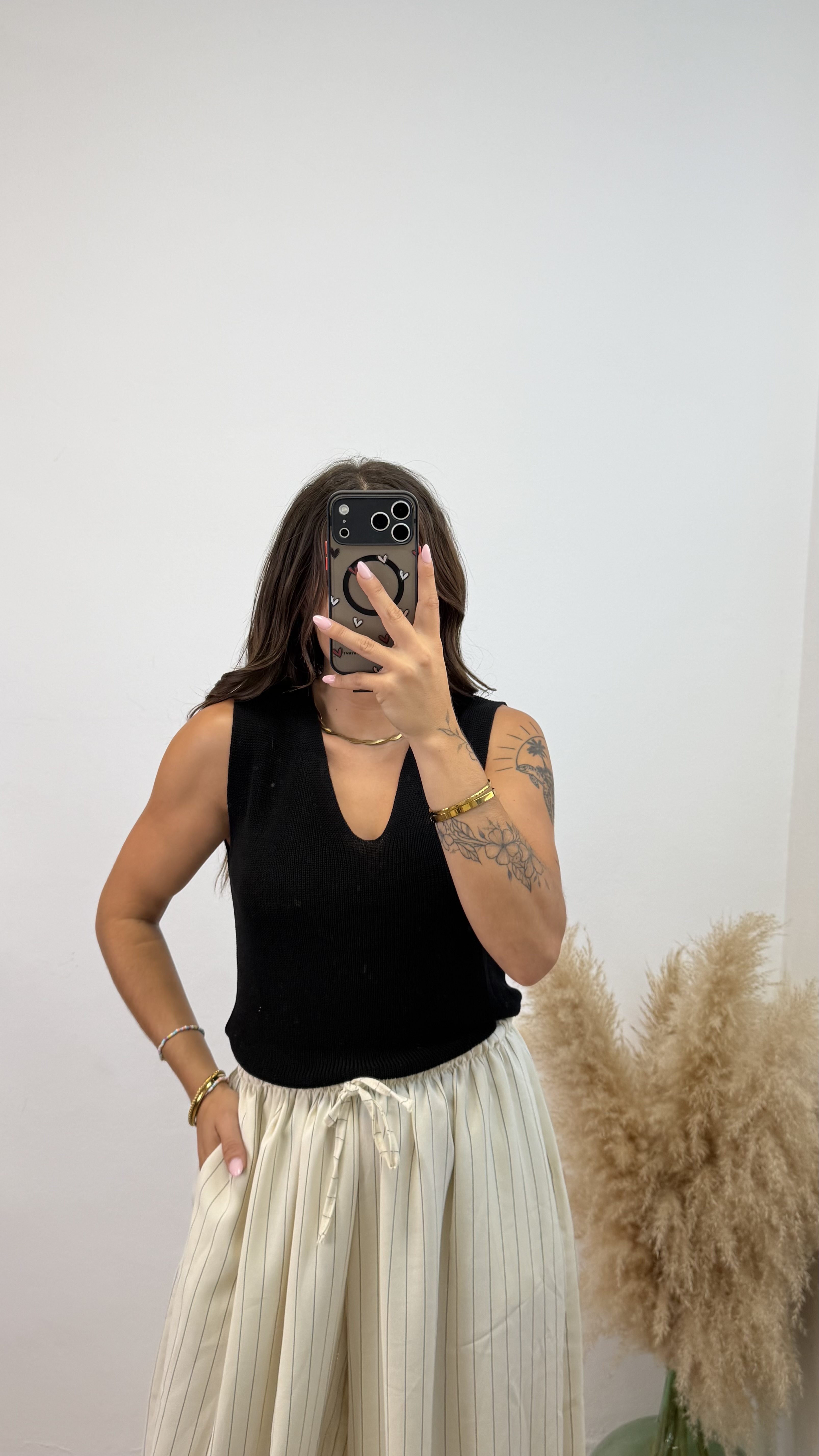 Camiseta punto tirante ancho - Negro