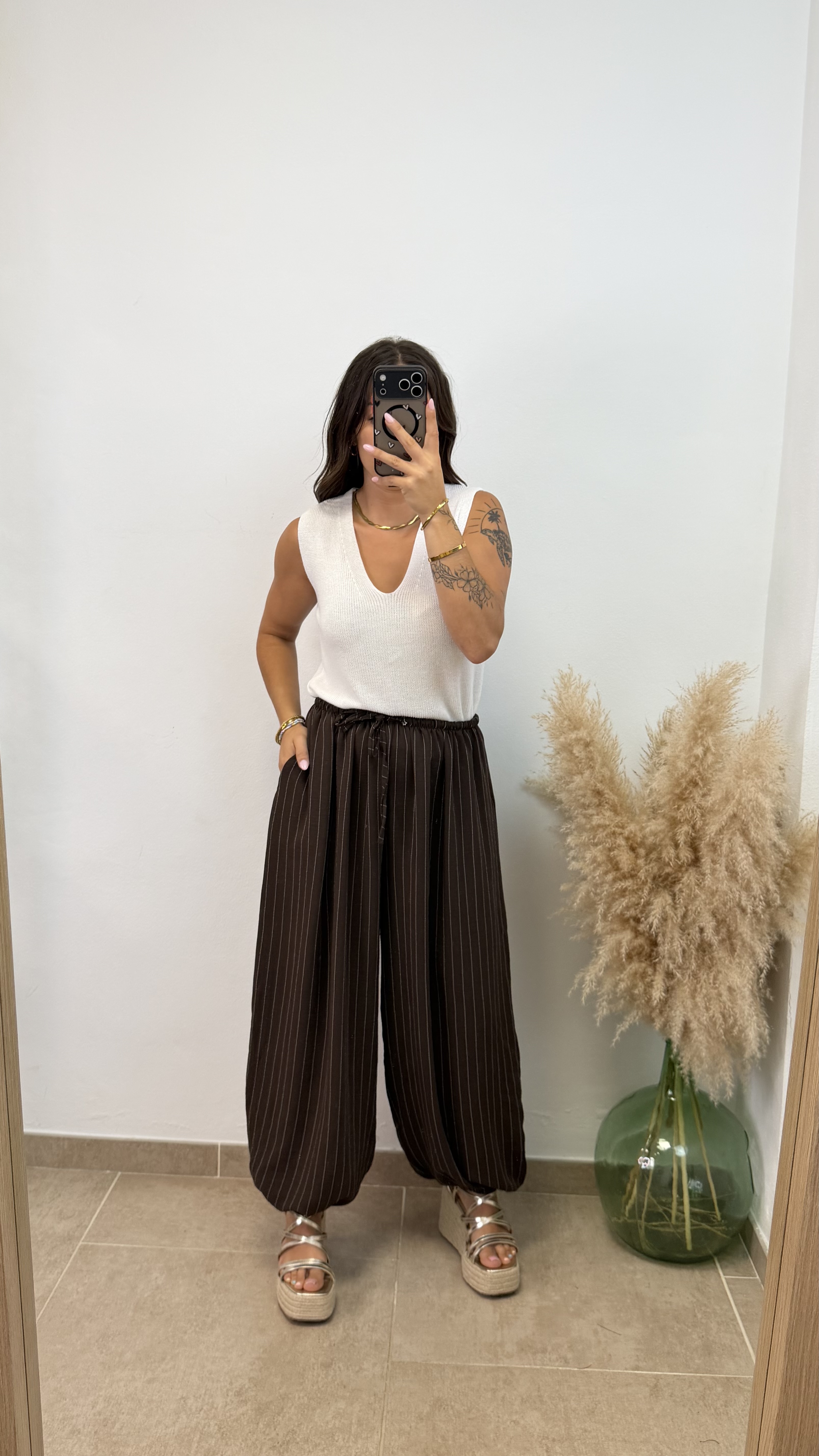Pantalón puño raya diplomática - Chocolate - Imagen 2