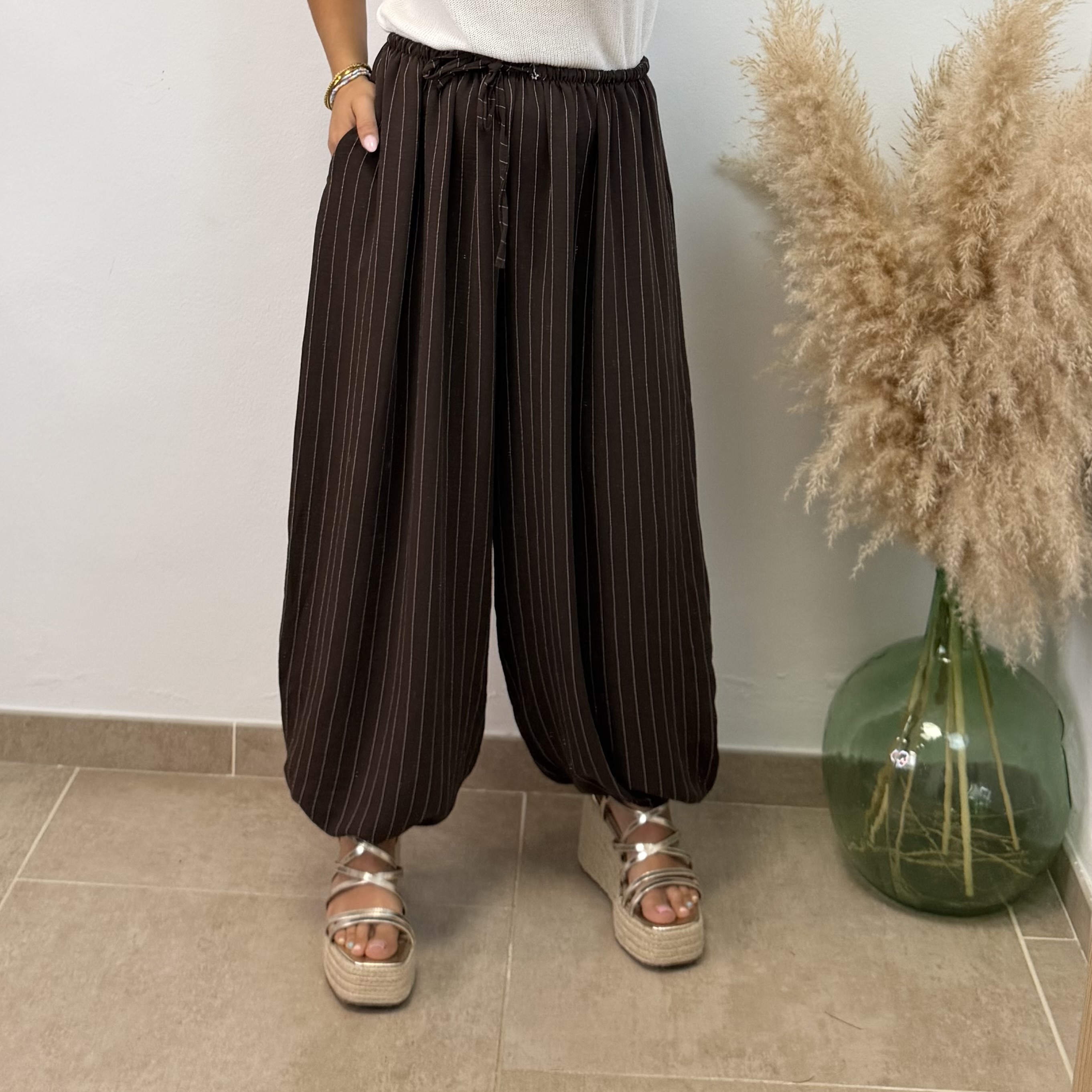 Pantalón puño raya diplomática - Chocolate