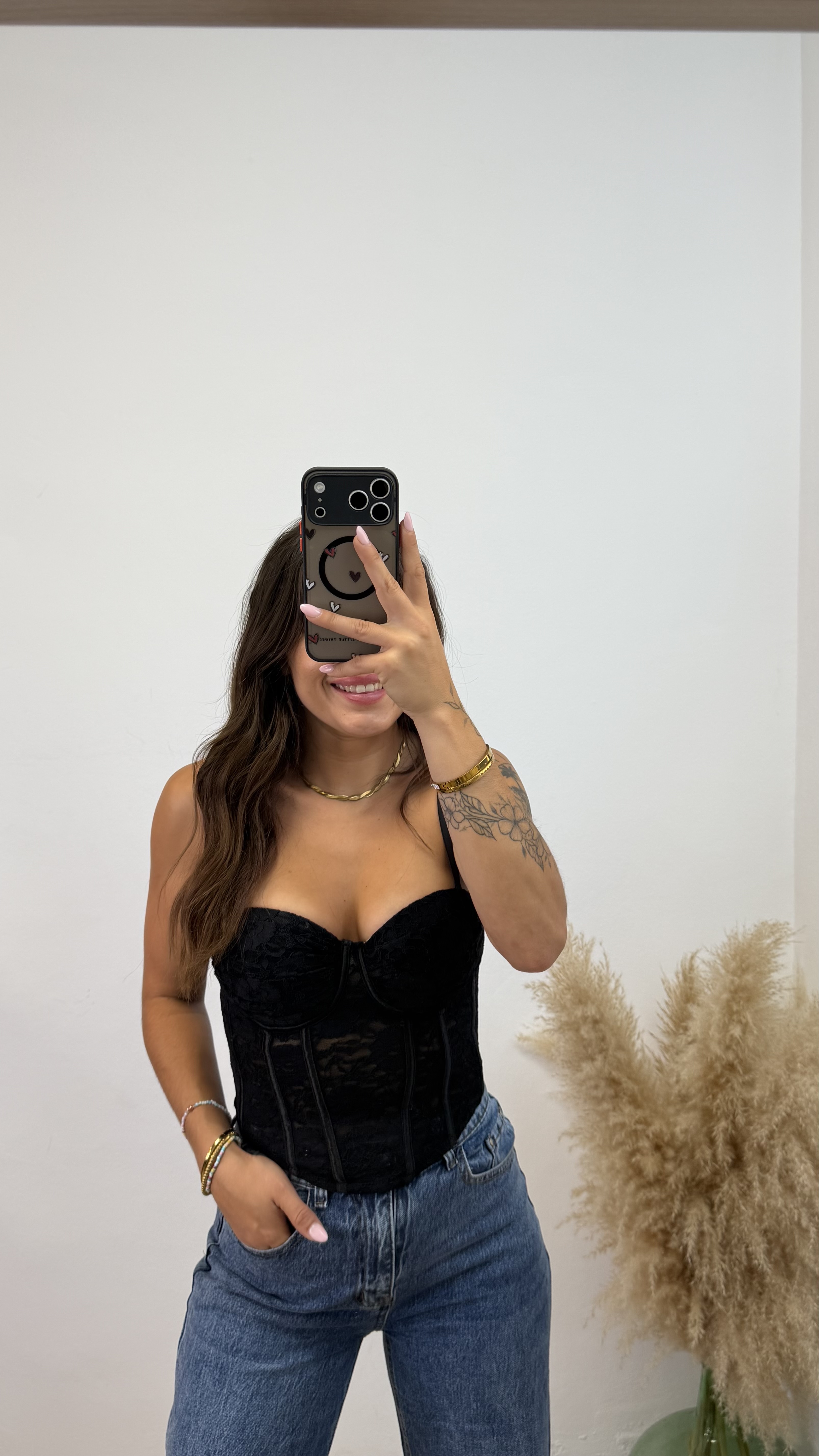 Corset flor - Negro - Imagen 2