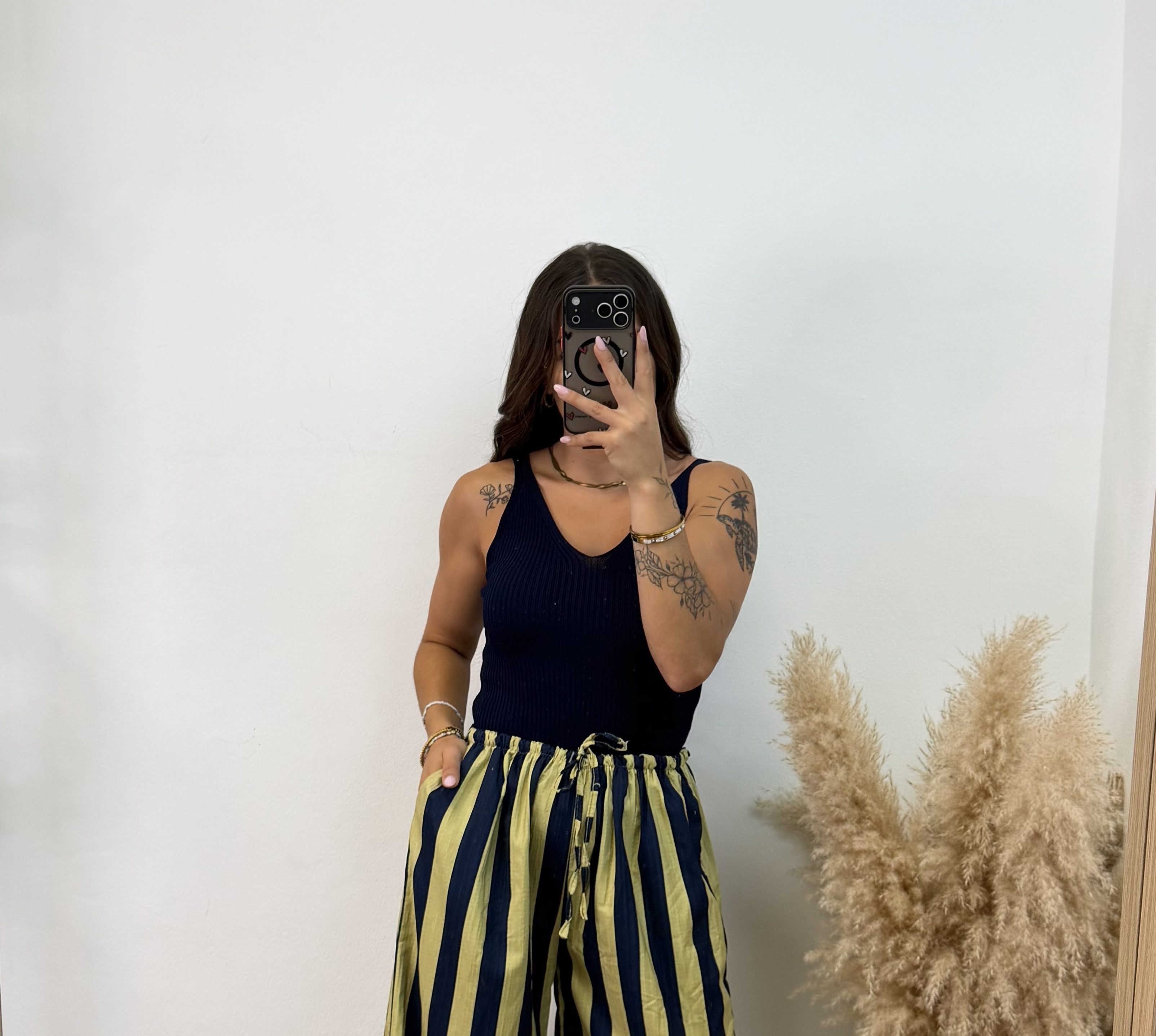 Pantalón raya recto - Azul y verde - Imagen 2