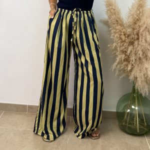 Pantalón raya recto - Azul y verde