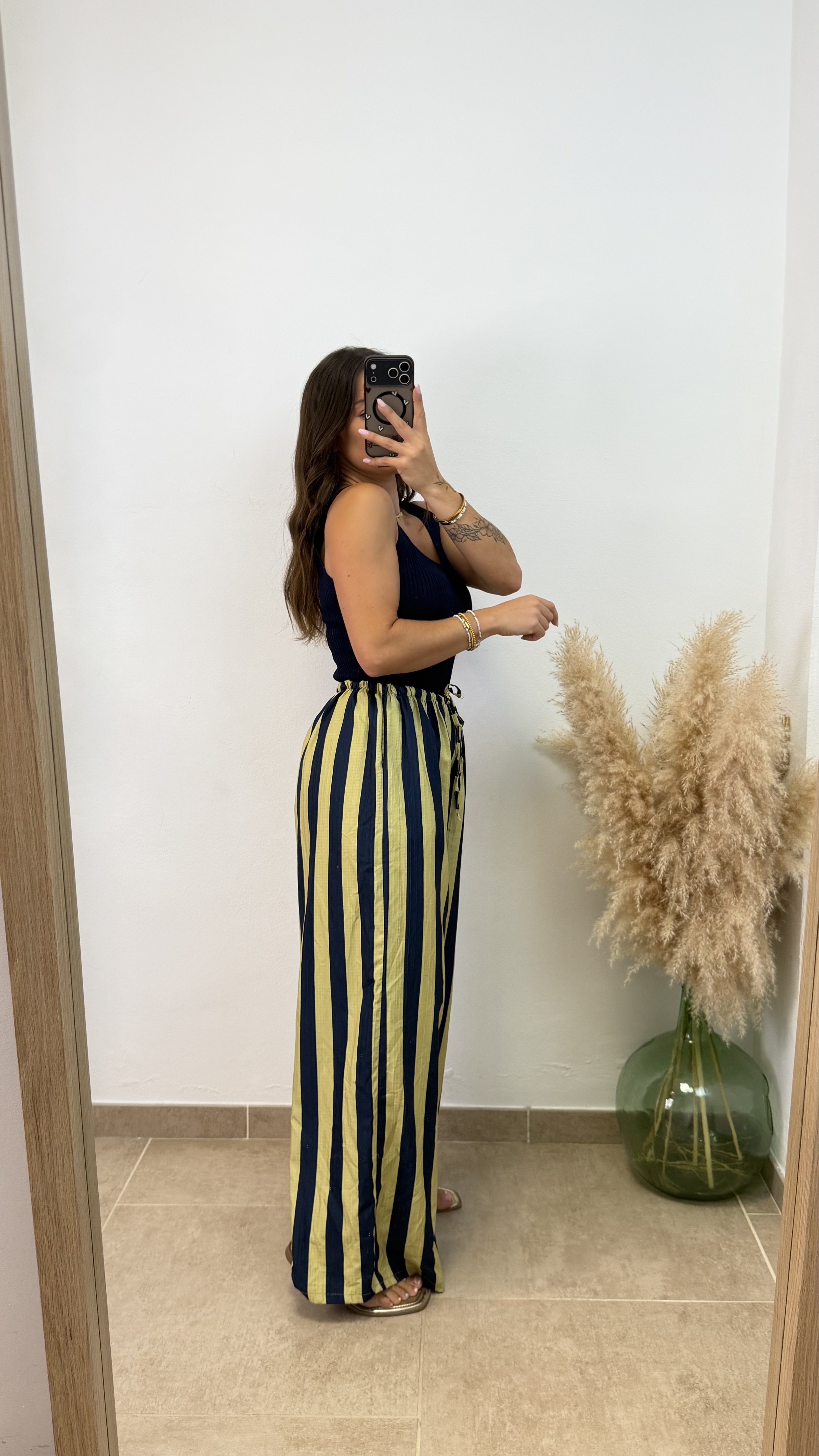 Pantalón raya recto - Azul y verde - Imagen 3