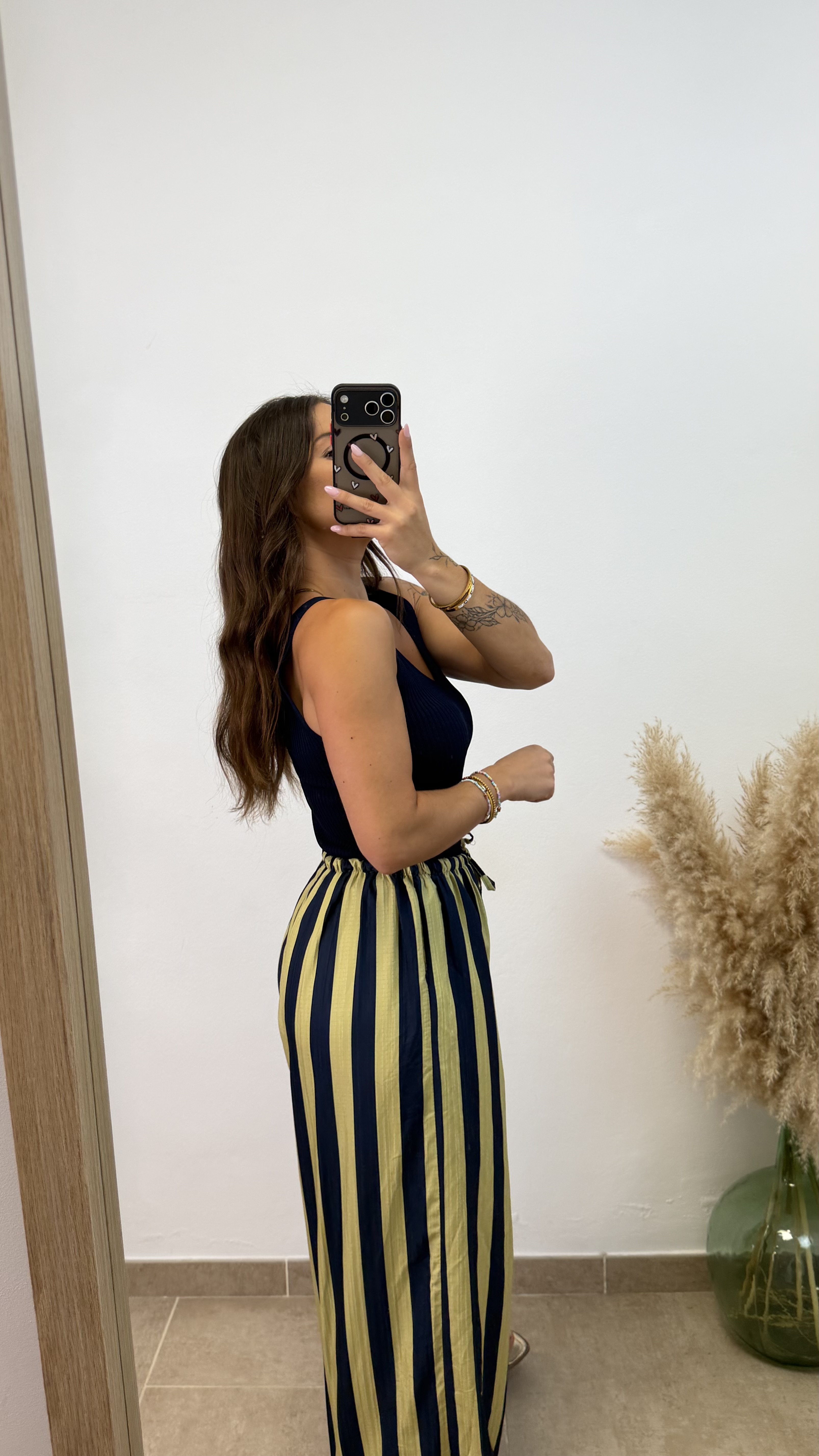 Pantalón raya recto - Azul y verde - Imagen 4
