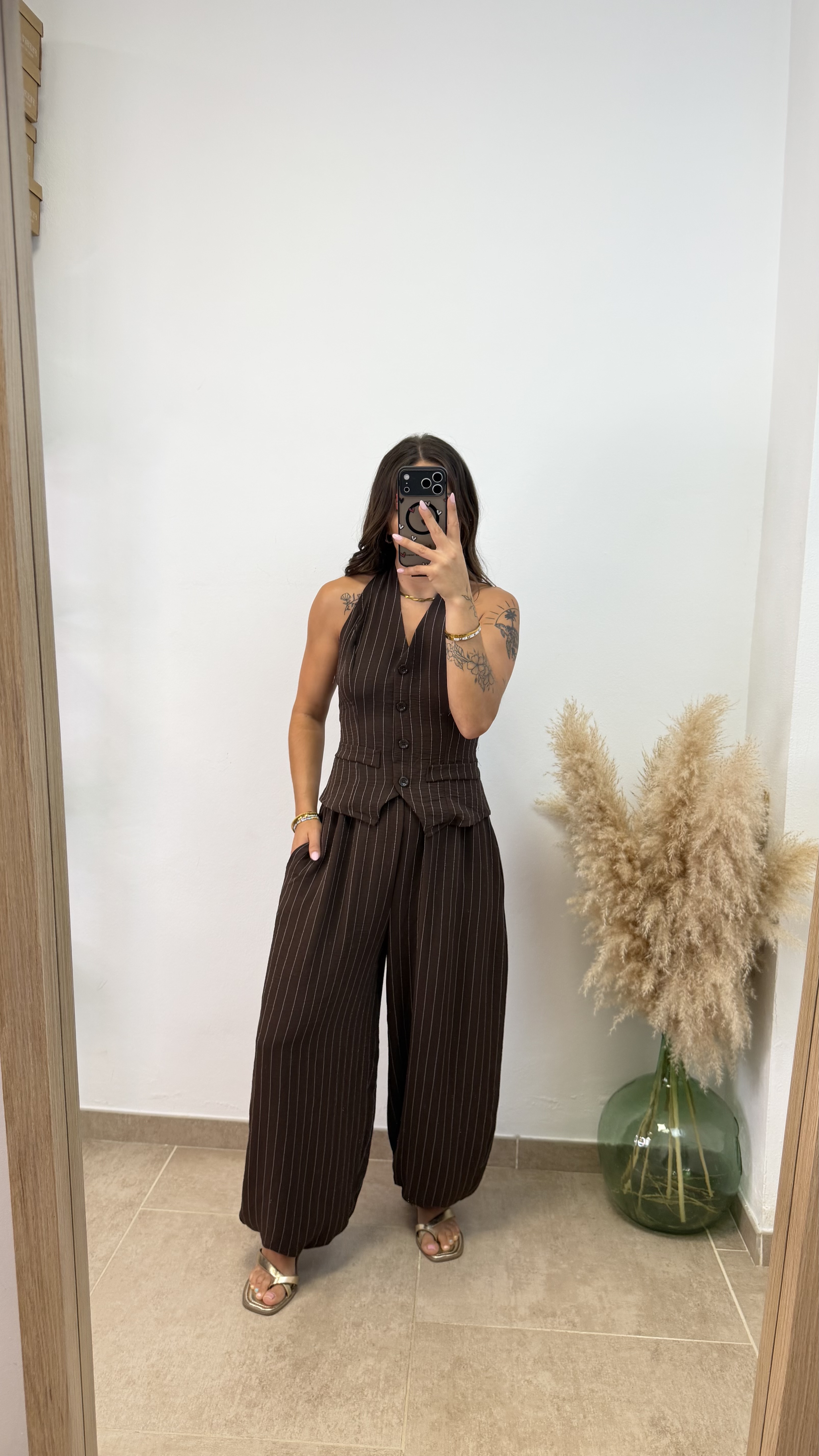 Conjunto puño raya diplomática - Chocolate - Imagen 4