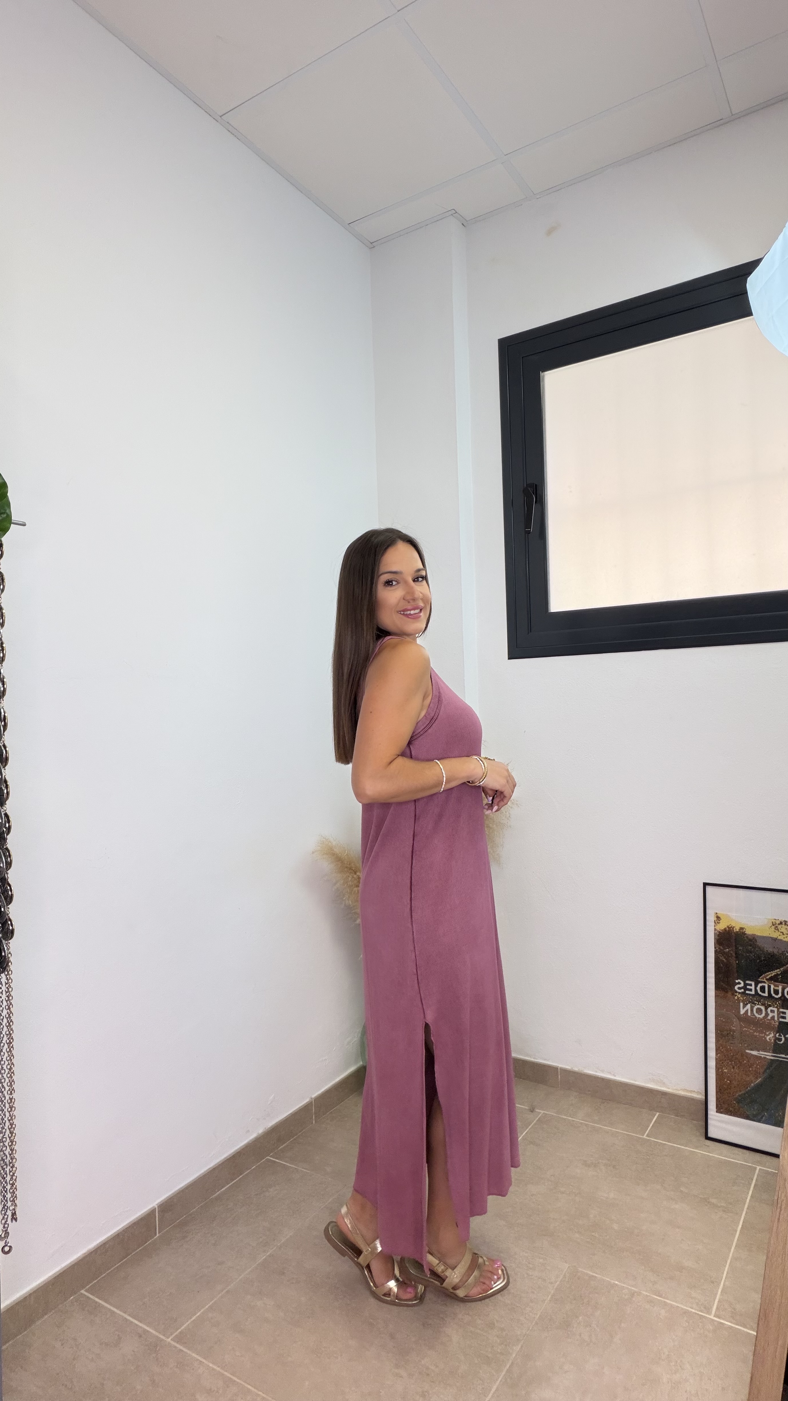 Vestido algodón efecto lavado - Morado - Imagen 2