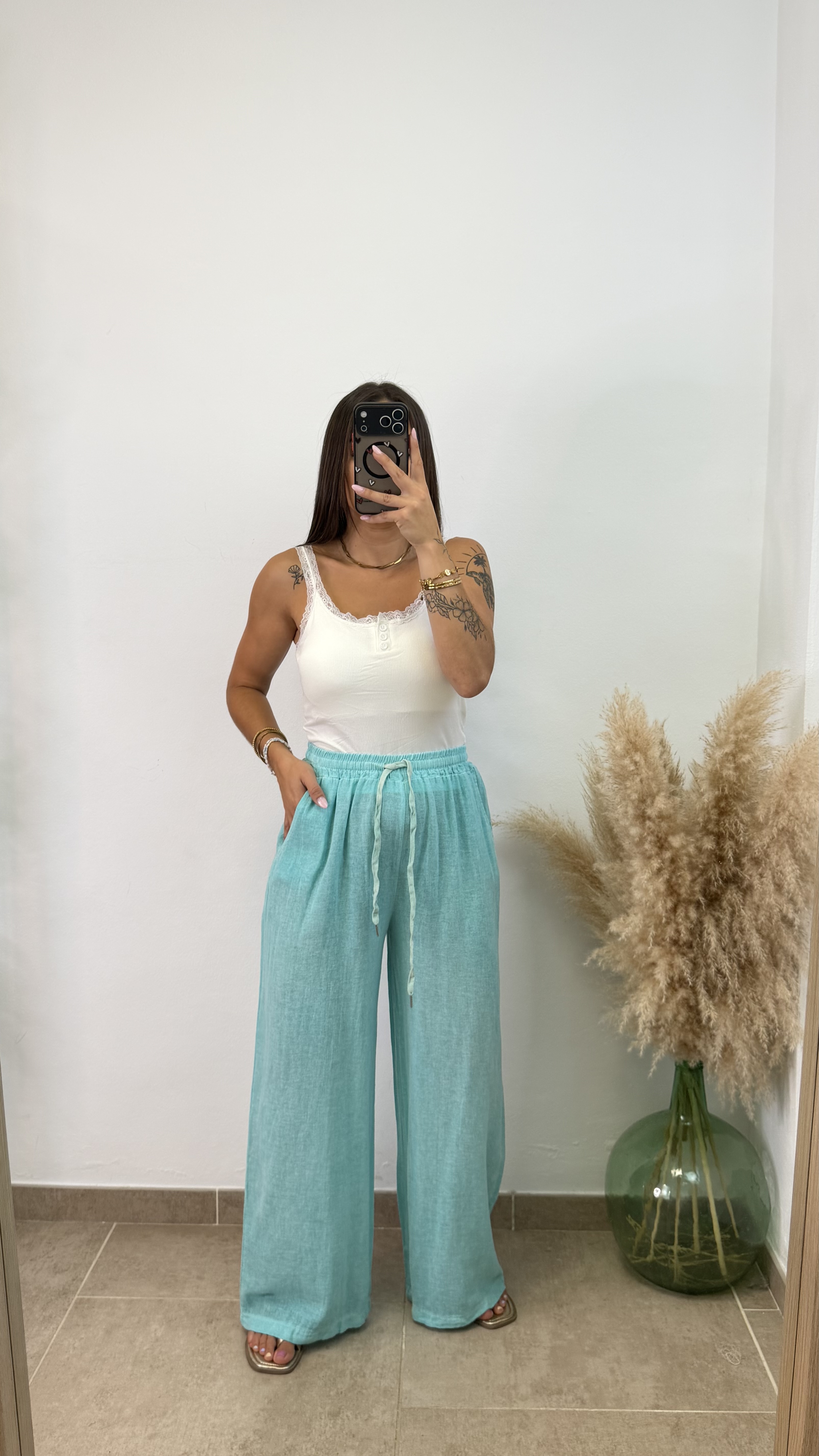 Pantalón algodón - Turquesa - Imagen 2