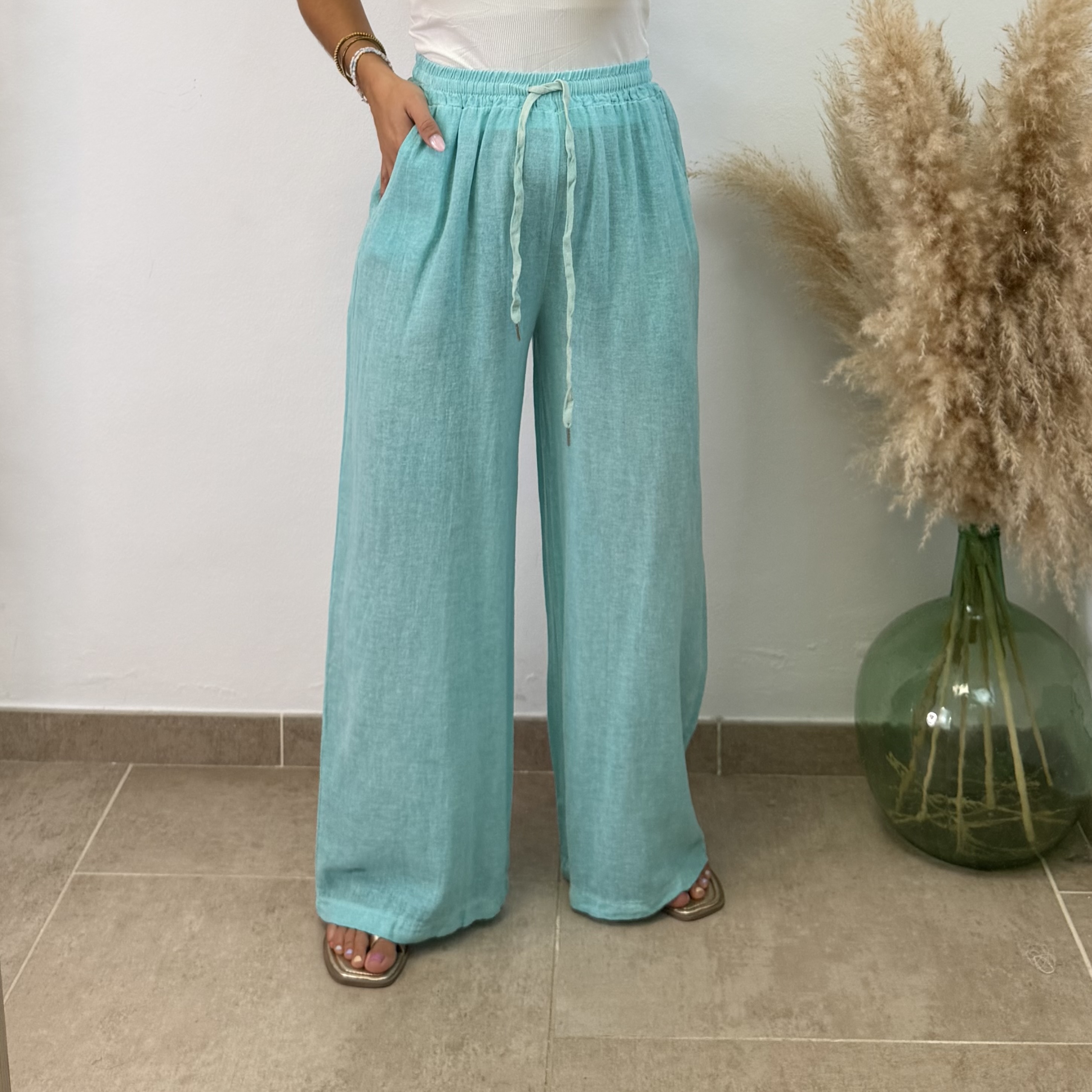 Pantalón algodón - Turquesa