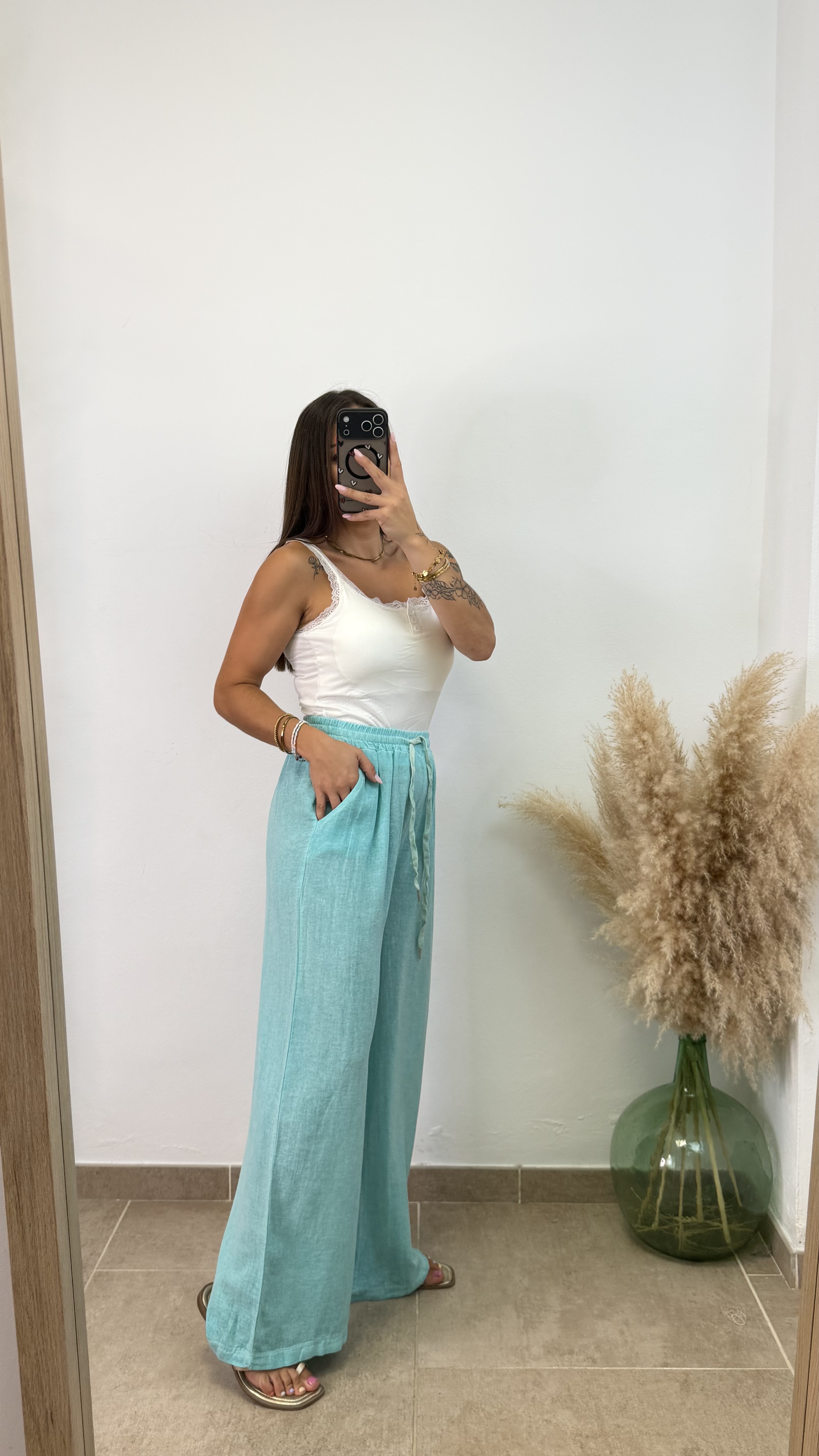 Pantalón algodón - Turquesa - Imagen 3