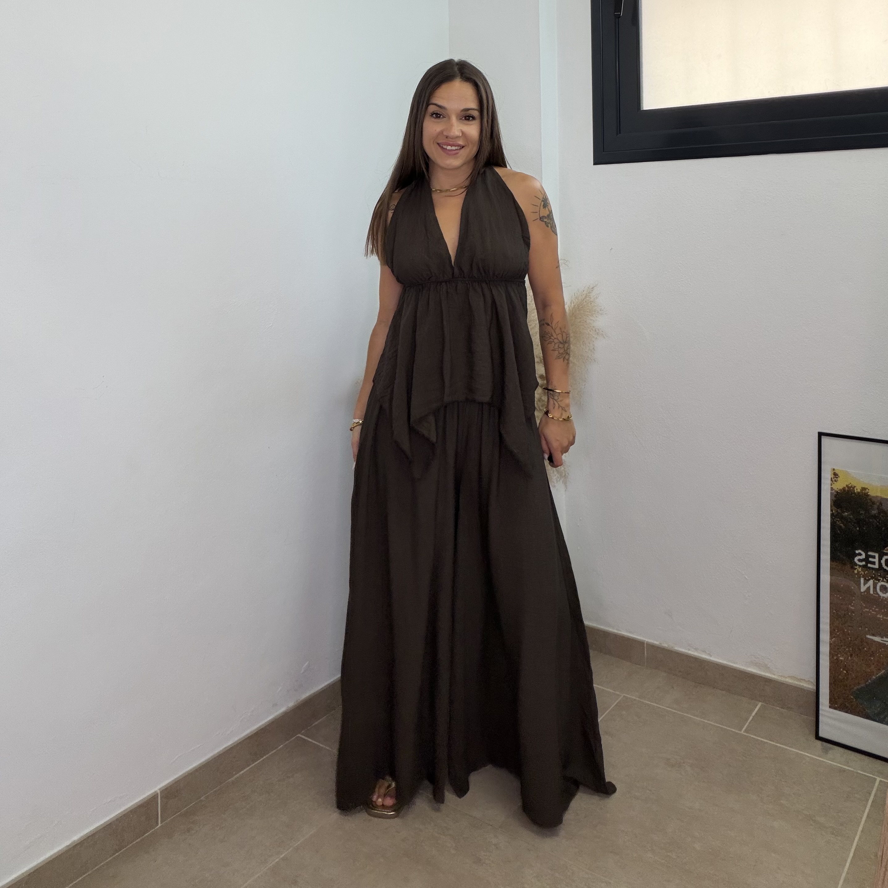 Pantalón efecto falda – Chocolate