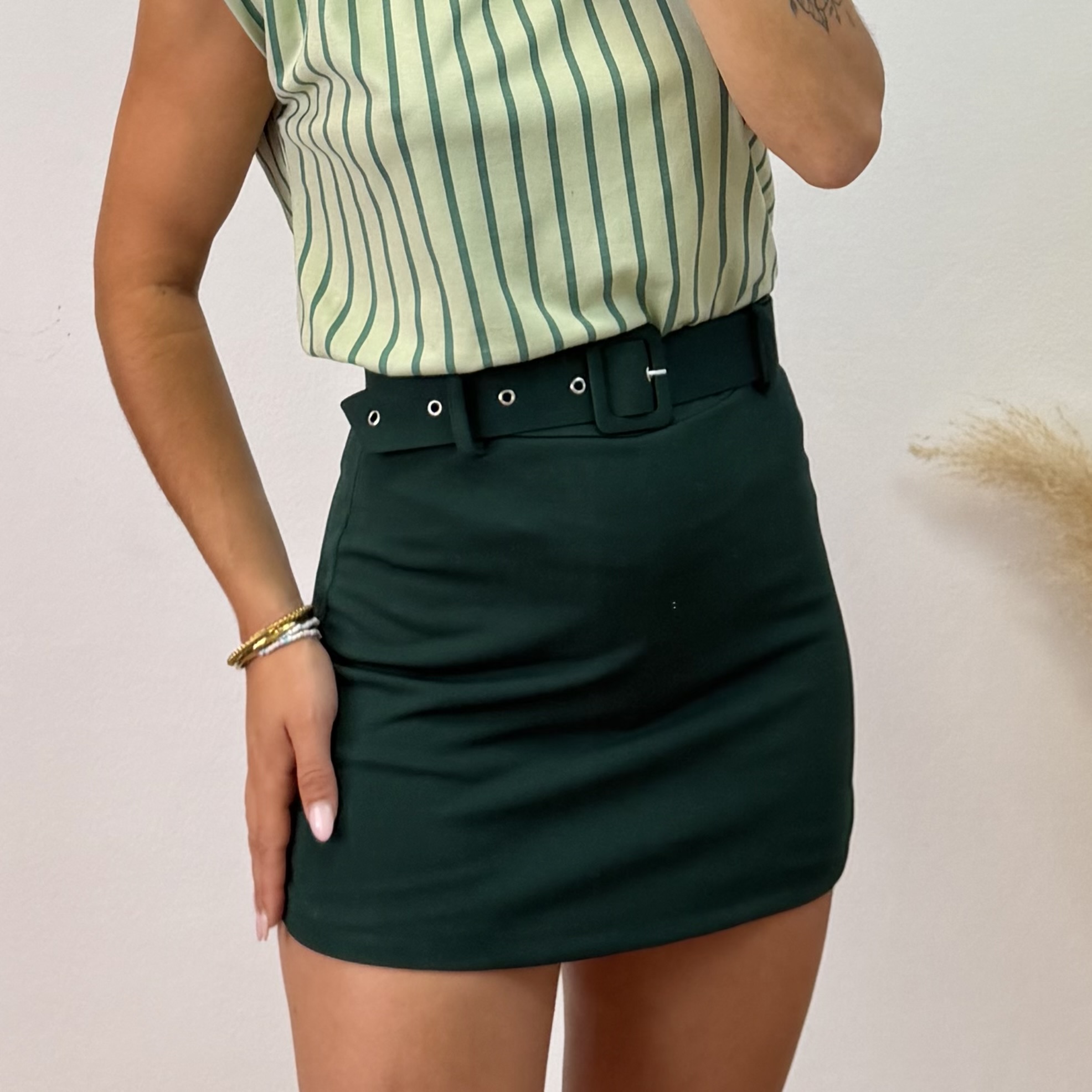 Falda pantalón cinturón - Verde