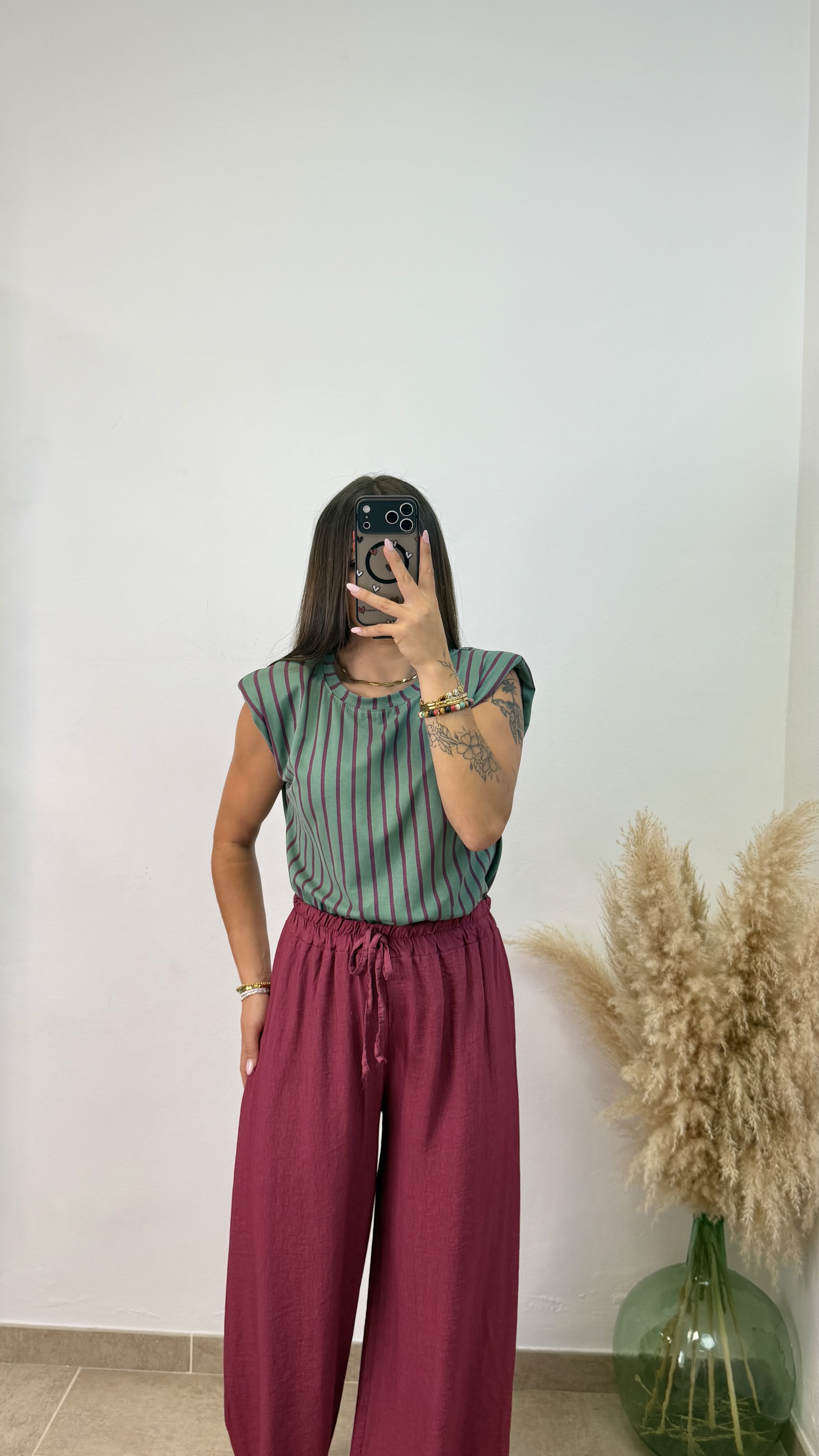 Camiseta hombreras corazón - Verde oscuro