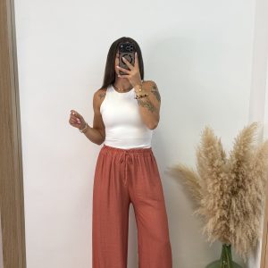 Alternative view of Pantalón lino low cost - Coral