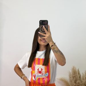 Camiseta estampada cangrejo- Rosa-Naranja