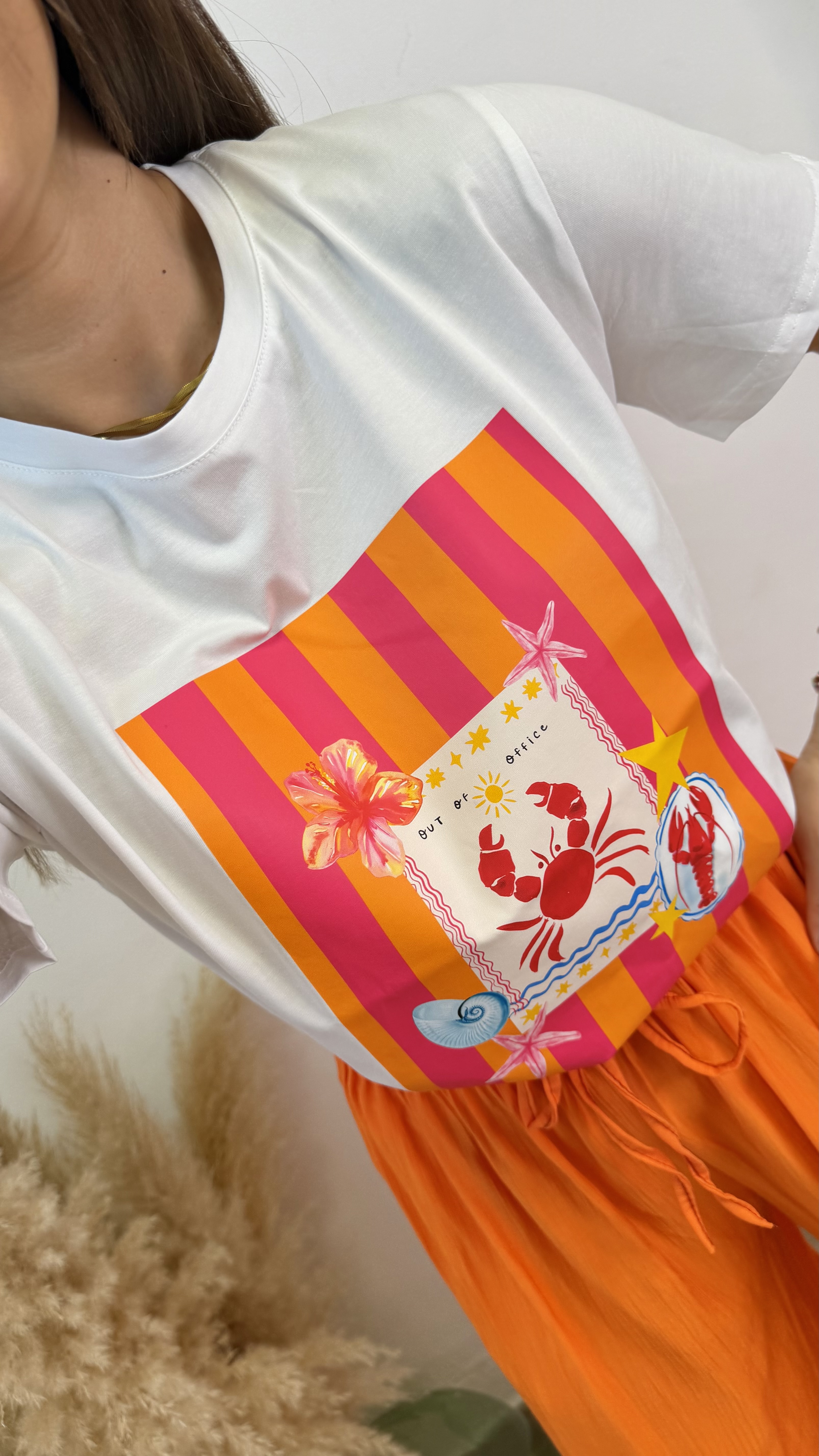Camiseta estampada cangrejo- Rosa-Naranja - Imagen 4