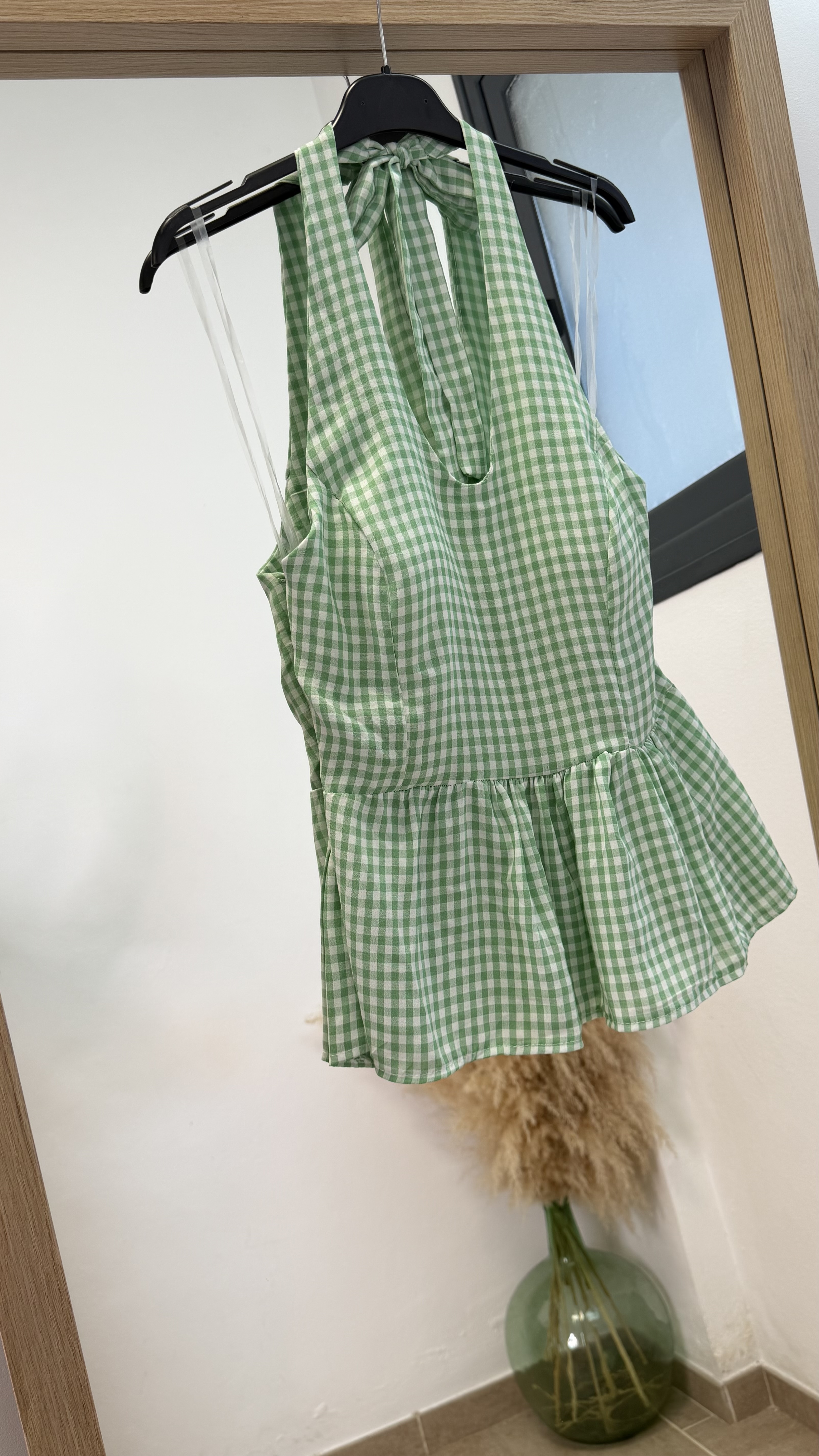 Camiseta vichy vuelo - Verde
