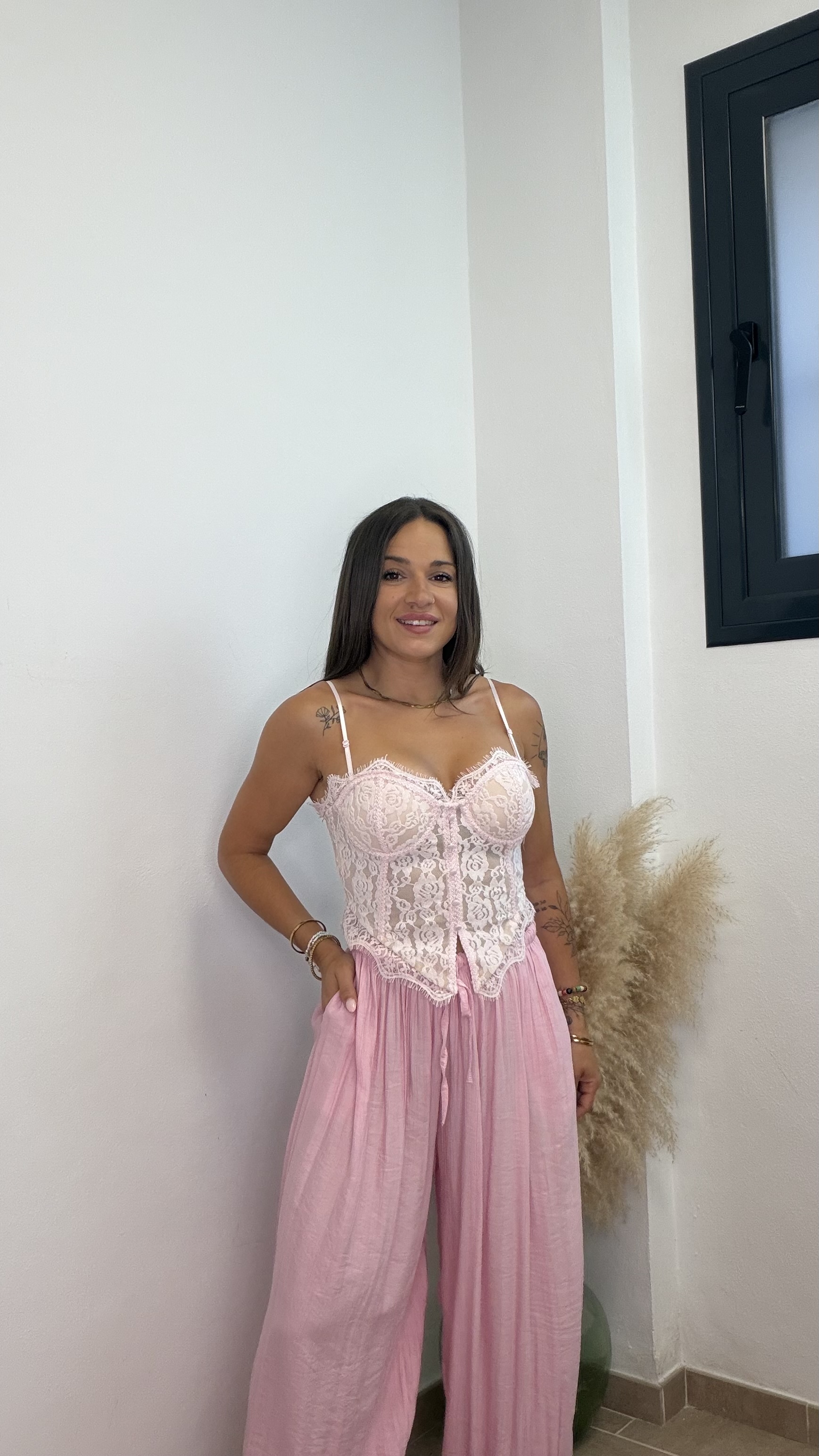 Pantalón globo puño liso - Rosa - Imagen 4