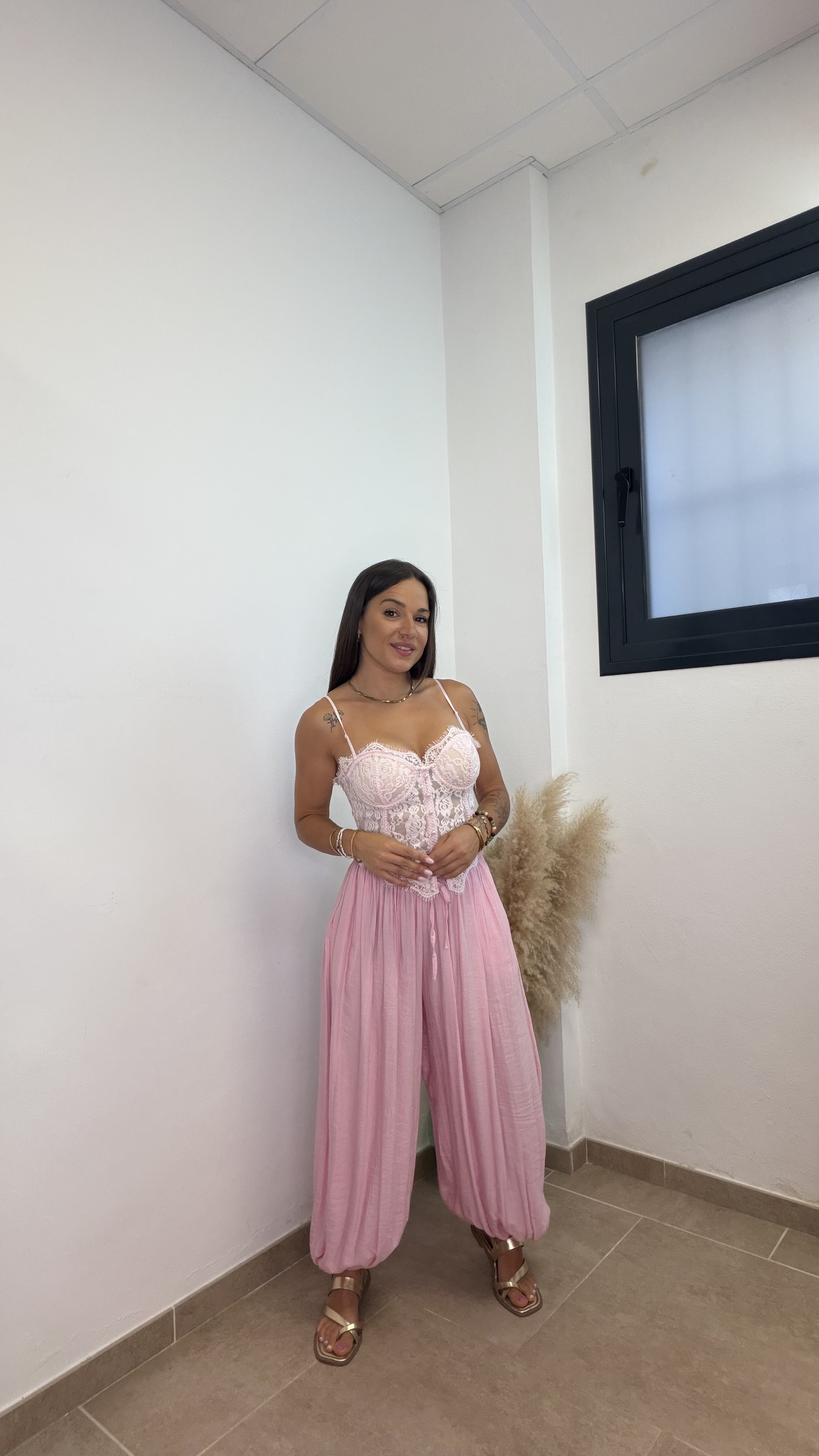 Pantalón globo puño liso - Rosa - Imagen 2