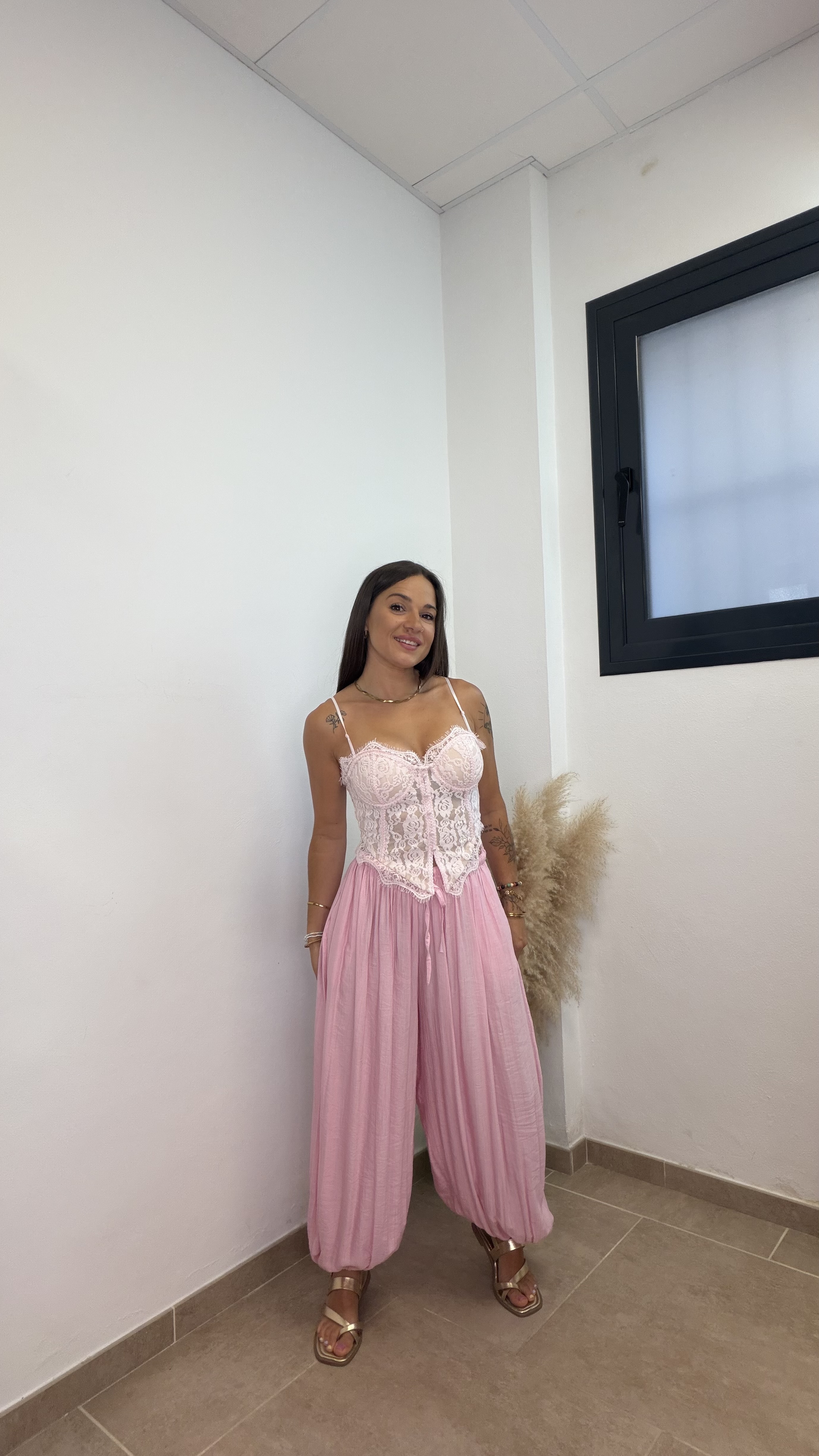 Pantalón globo puño liso - Rosa - Imagen 3