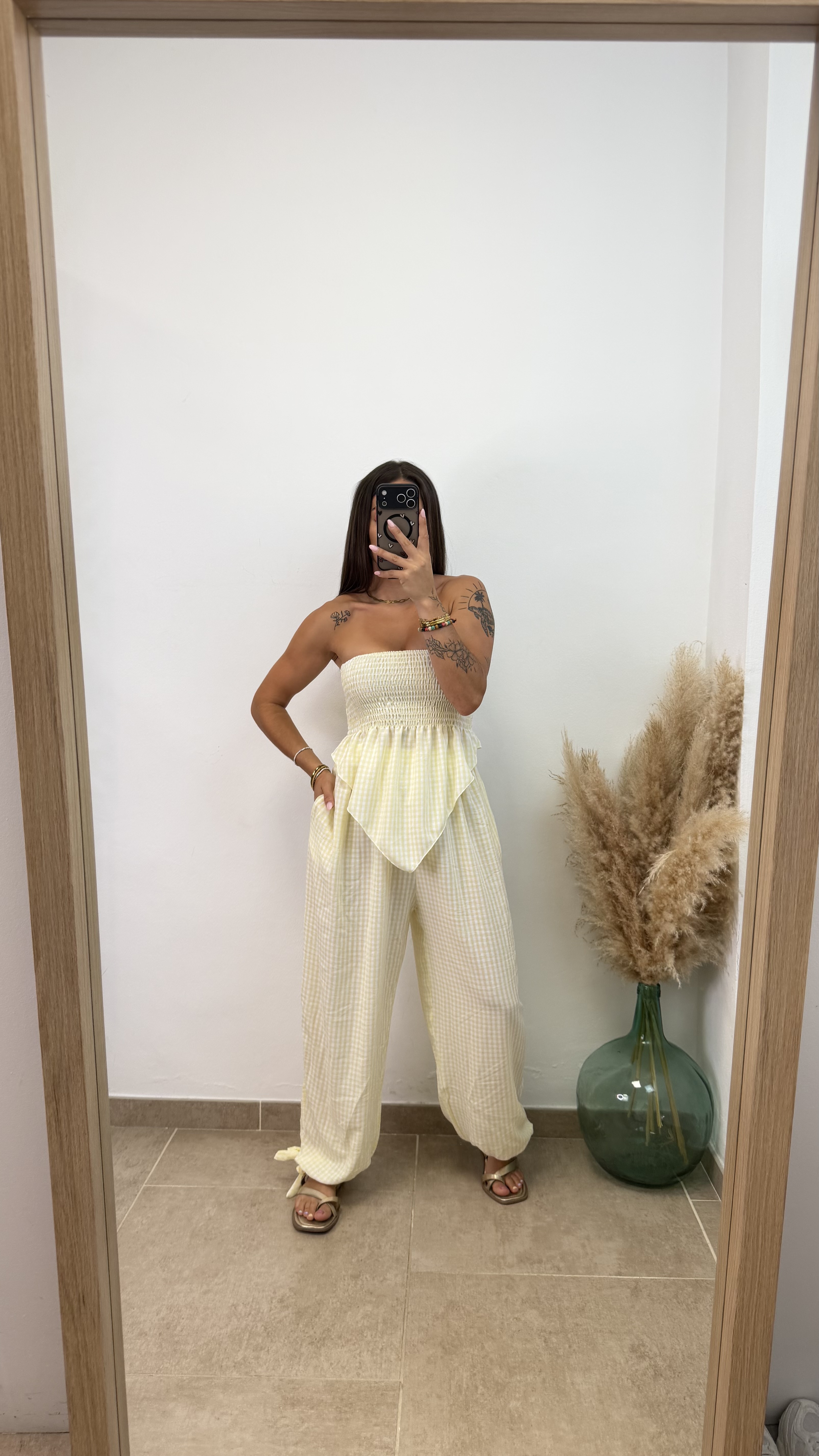 Pantalón Vichy lazo - Amarillo - Imagen 3