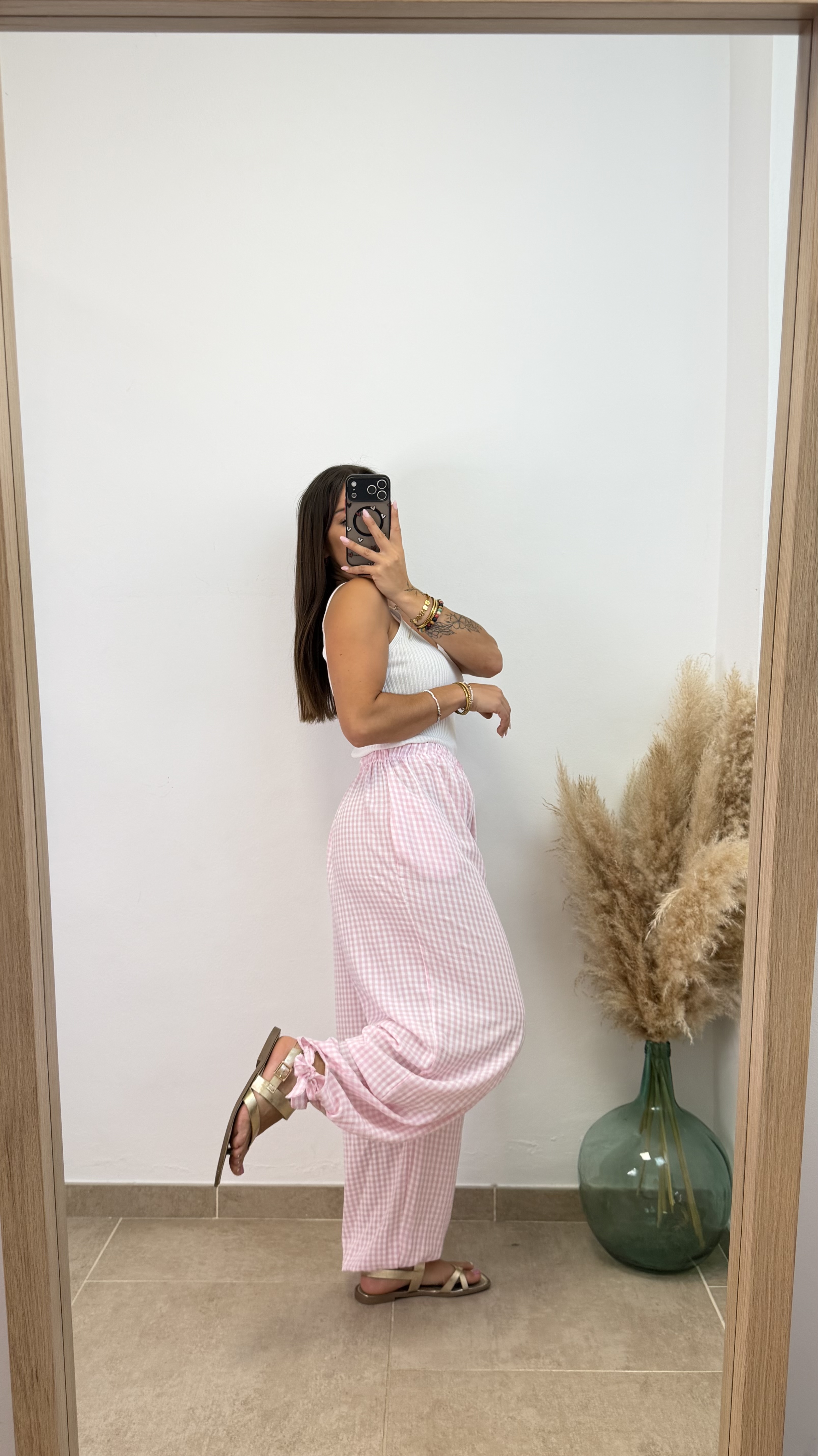 Pantalón Vichy lazo - Rosa - Imagen 2