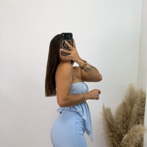 Alternative view of Falda pantalón cinturón - Celeste