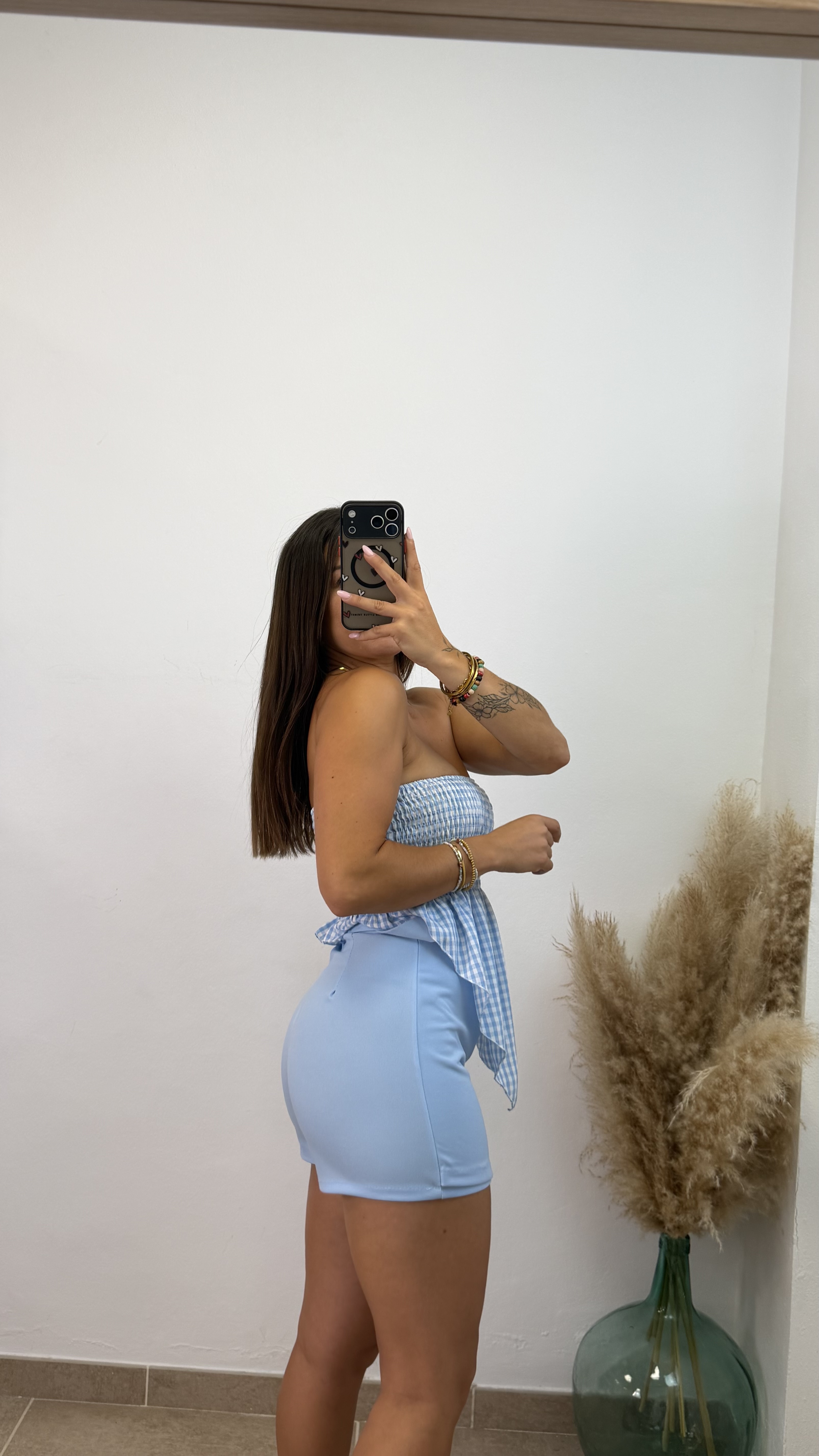 Falda pantalón cinturón - Celeste - Imagen 2