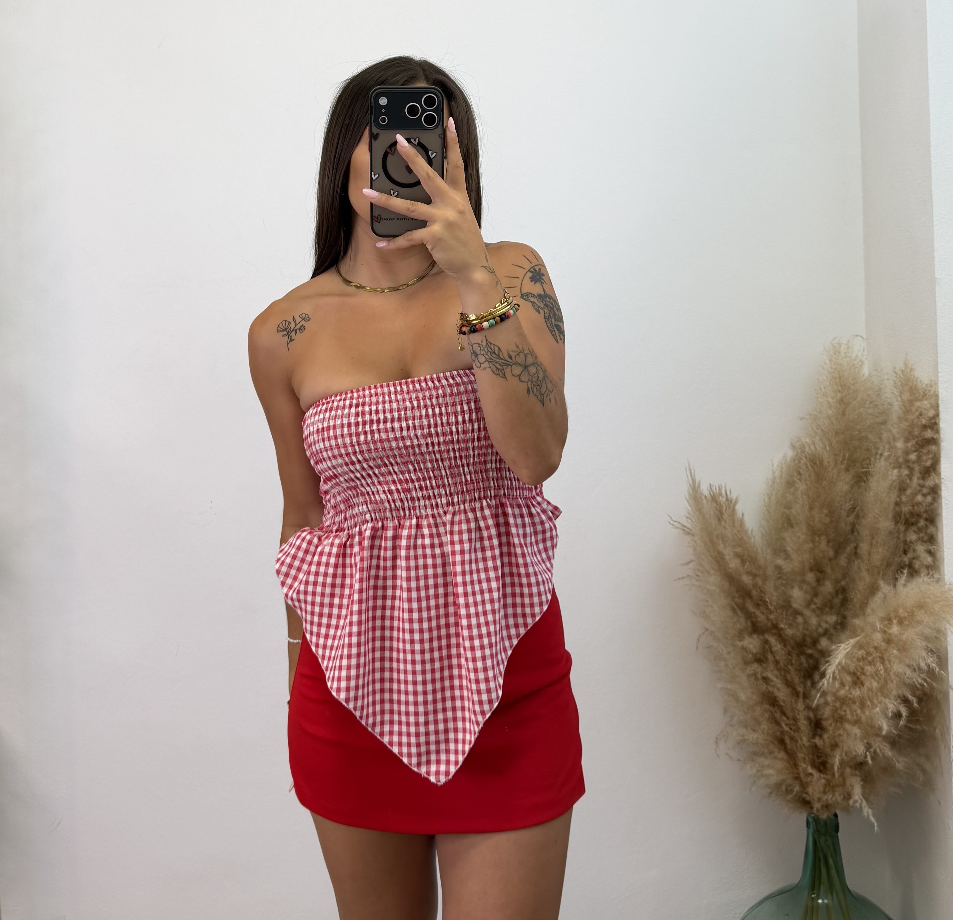 Top vichy pico - Rojo