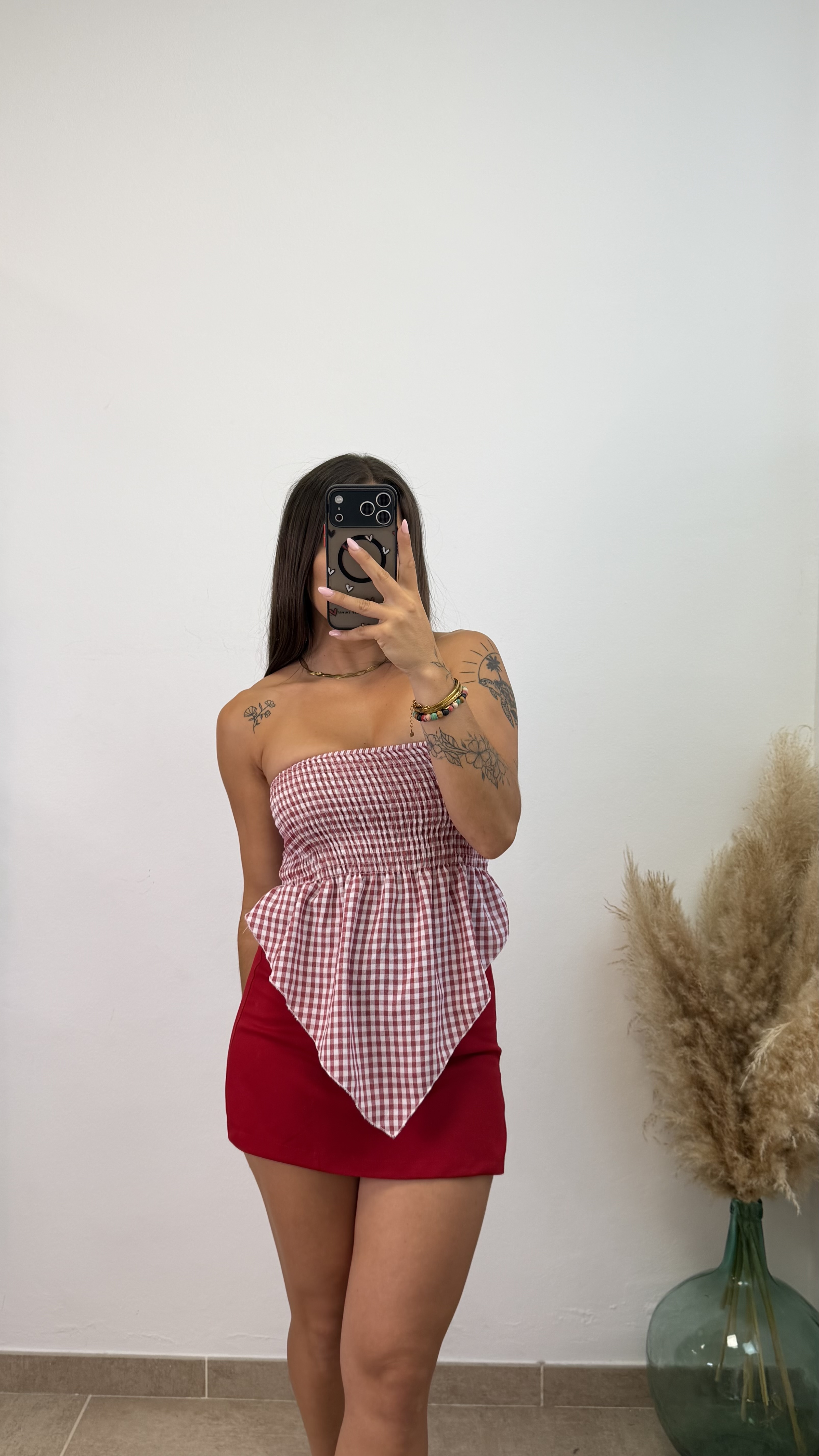 Top vichy pico - Burdeos - Imagen 3