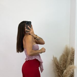 Alternative view of Falda pantalón cinturón - Burdeos