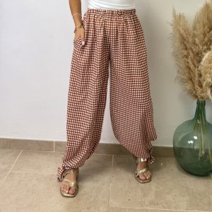 Pantalón Vichy lazo - Teja