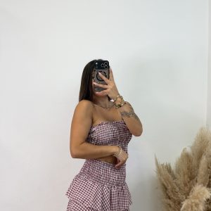 Alternative view of Conjunto Vichy falda pantalón - Burdeos